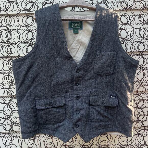 Woolrich Ruston gray wool herringbone boho cowboy western style dress vest XL - Picture 1 of 4